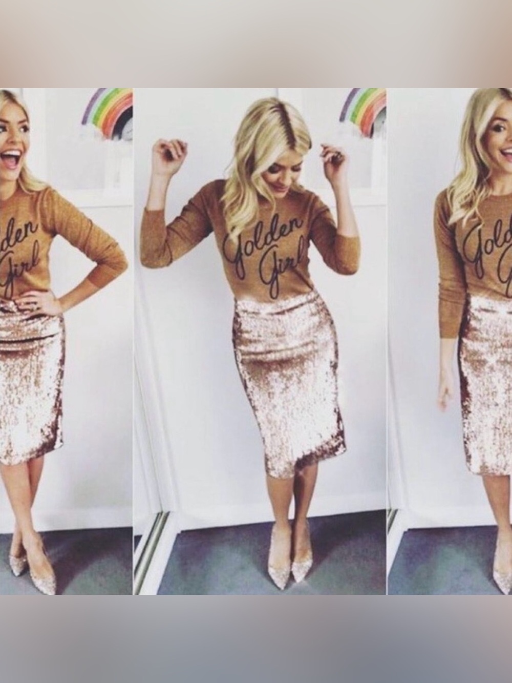 J. Crew Rose Gold Sequin Midi Pencil Skirt